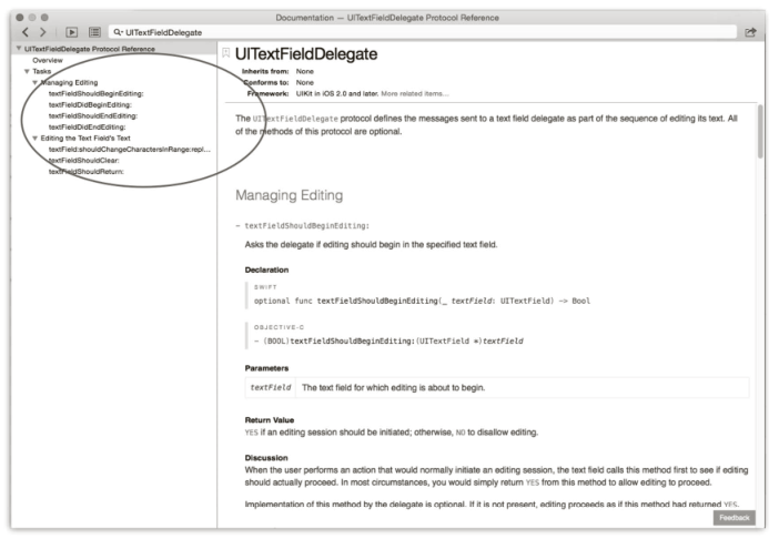 UITextFieldDelegate 的API文檔