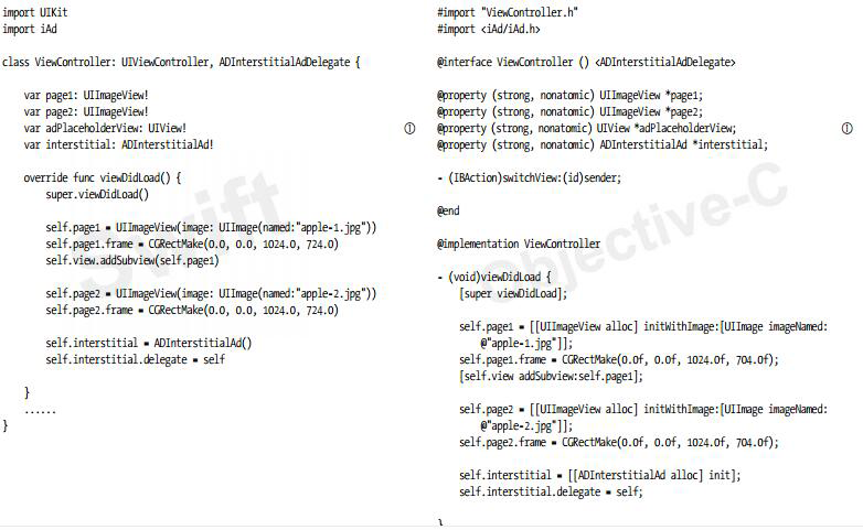 ViewController中有關ADInterstitialAdDelegate委托協(xié)議的實現(xiàn)代碼