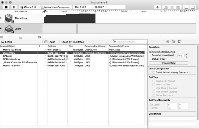 Instruments檢測到的內(nèi)存泄漏